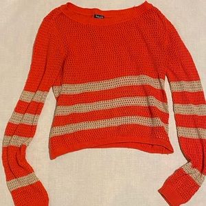 Striped mesh cropped sweater